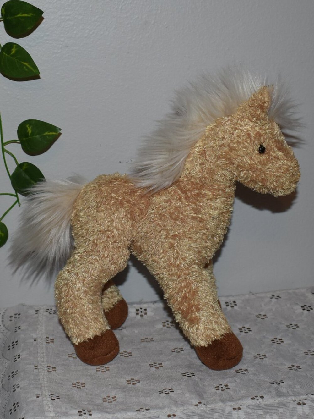 Vintage 90s Douglas Cuddle Toy Small Light Brown Horse Pony Plush Stuffed Animal
